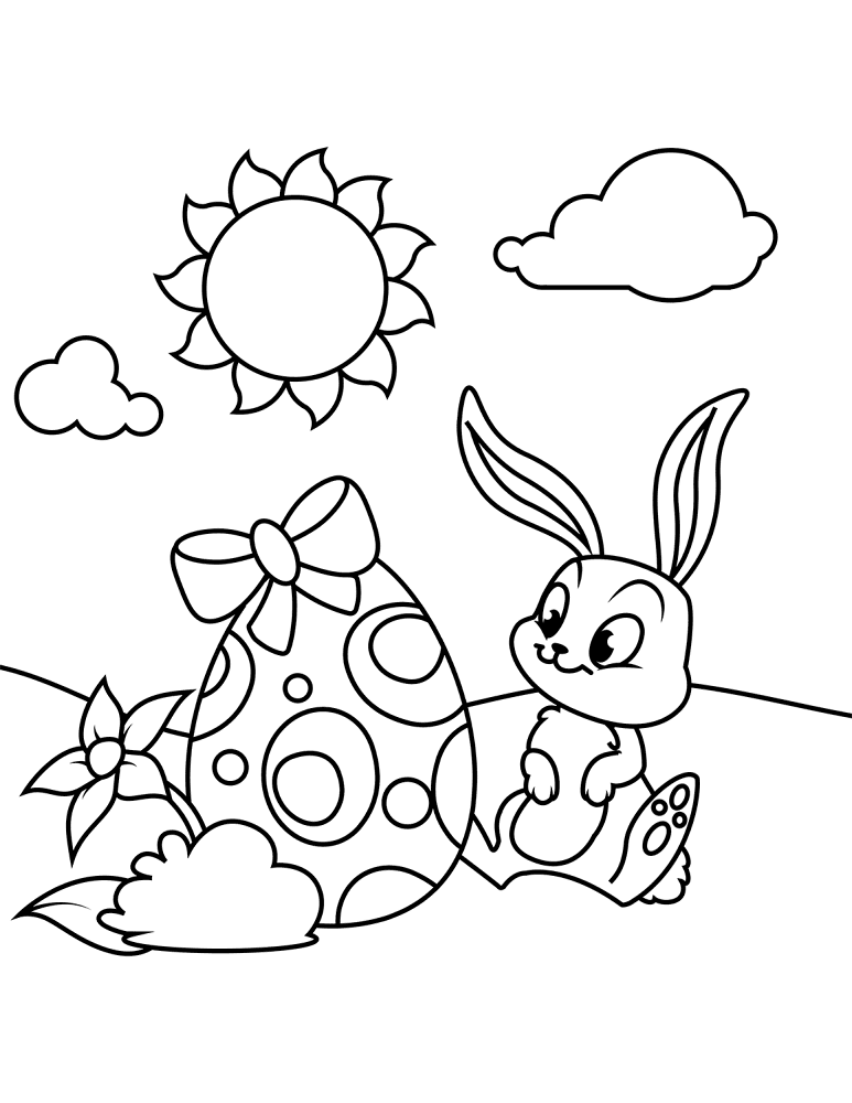 Cute Bunny And Easter Egg Coloring Page Md Coloring Page — Free Printable — free printable coloring page