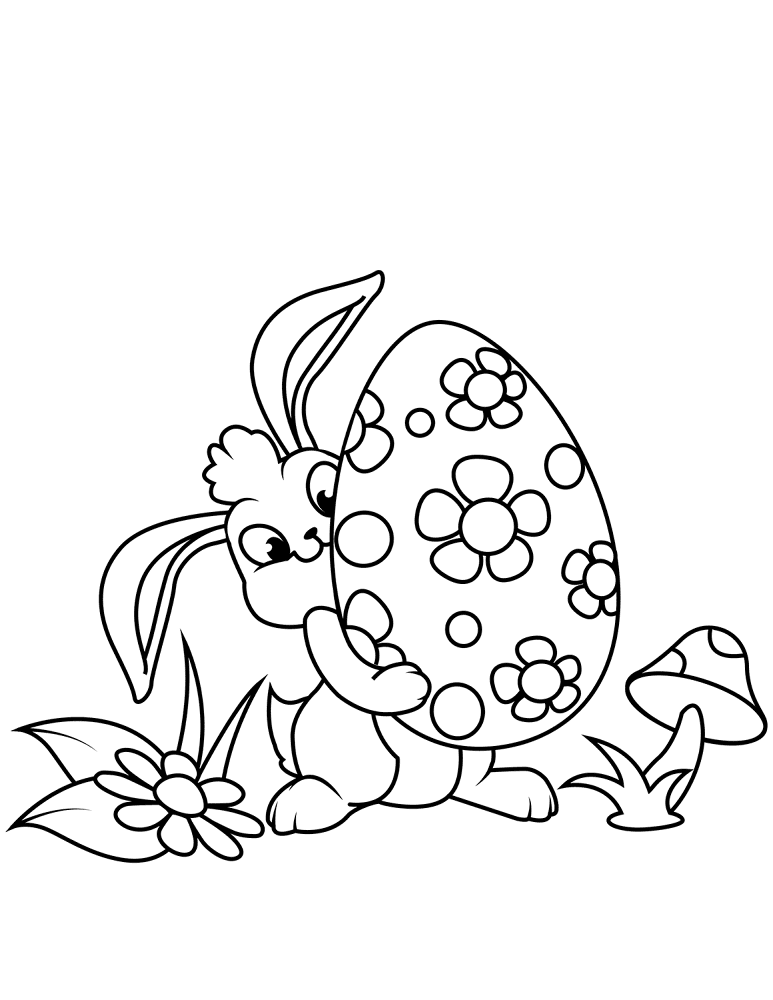 Cute Easter Bunny And Egg Coloring Page Md Coloring Page — Free Printable — free printable coloring page