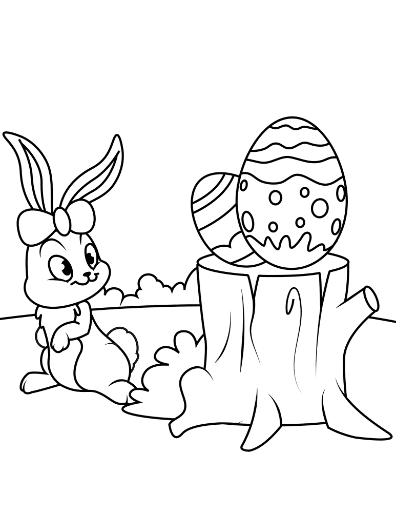 Cute Easter Bunny And Eggs On Hemp Coloring Page Md Coloring Page — Free Printable — free printable coloring page