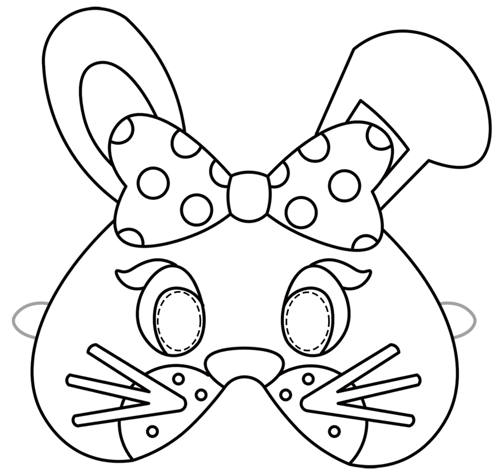 Easter Bunny Mask With Bow Md Coloring Page — Free Printable — free printable coloring page