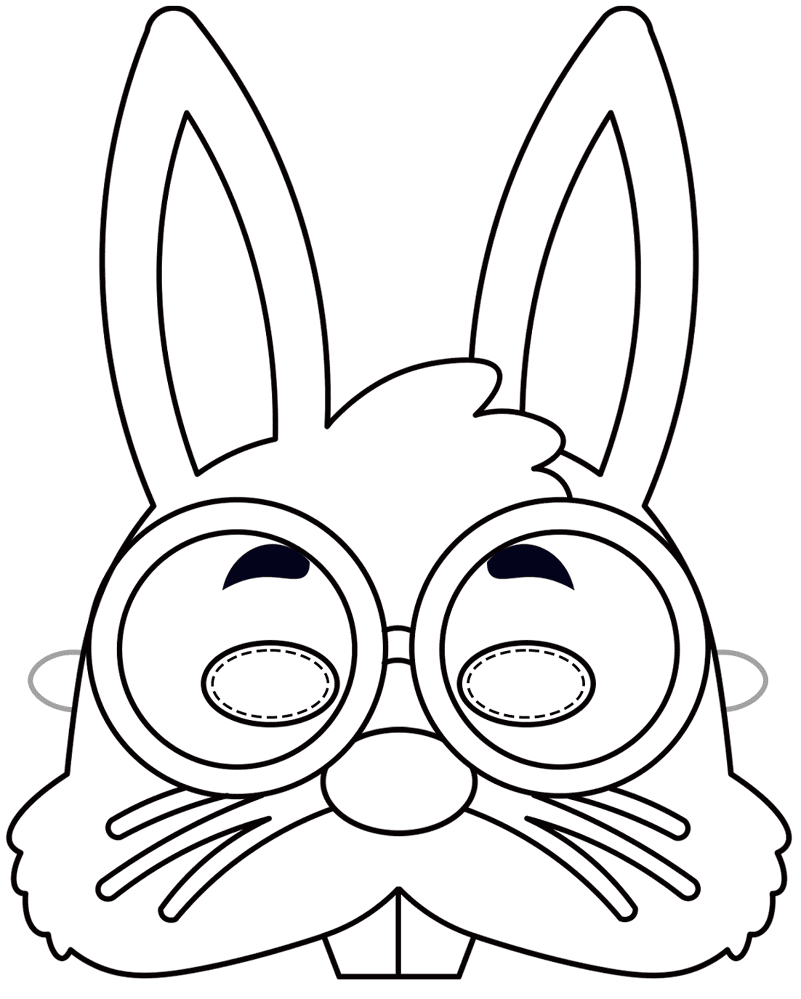 Easter Bunny Paper Mask With Glasses Md Coloring Page — Free Printable — free printable coloring page