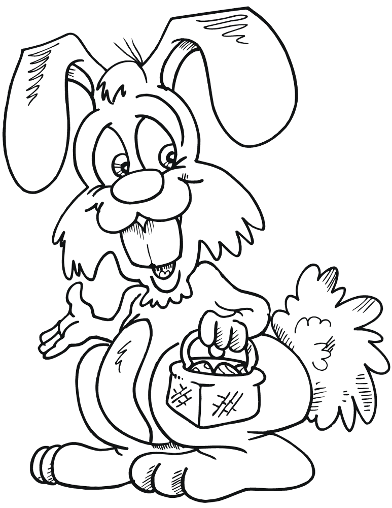 Easter Bunny With Basket Coloring Page Md Coloring Page — Free Printable — free printable coloring page