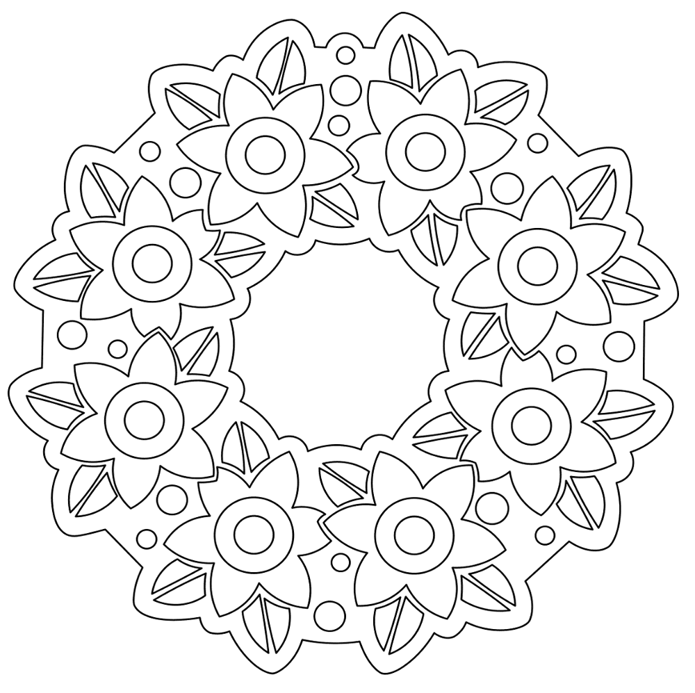 Easter Flower Wreath Decoration 1 Md Coloring Page — Free Printable — free printable coloring page