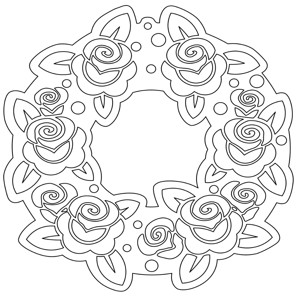 Easter Flower Wreath Decoration 3 Md Coloring Page — Free Printable — free printable coloring page