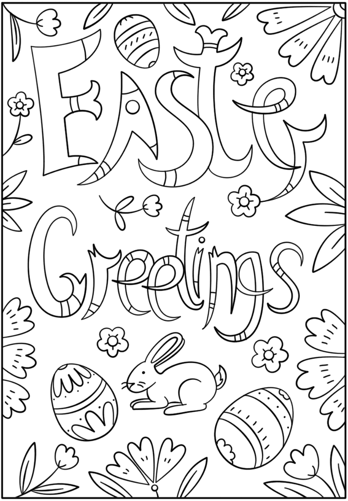 Easter Greetings Doodle 3 Coloring Page Md Coloring Page — Free Printable — free printable coloring page
