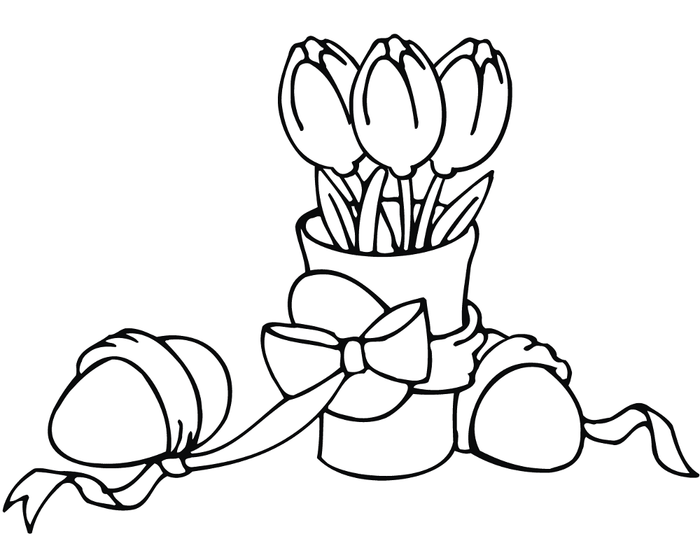 Easter Tulips And Eggs Coloring Page Md Coloring Page — Free Printable — free printable coloring page