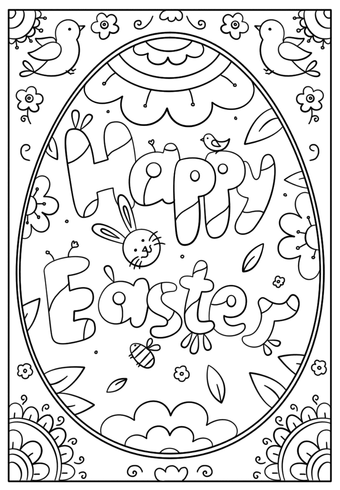 Happy Easter Doodle 3 Coloring Page Md Coloring Page — Free Printable — free printable coloring page