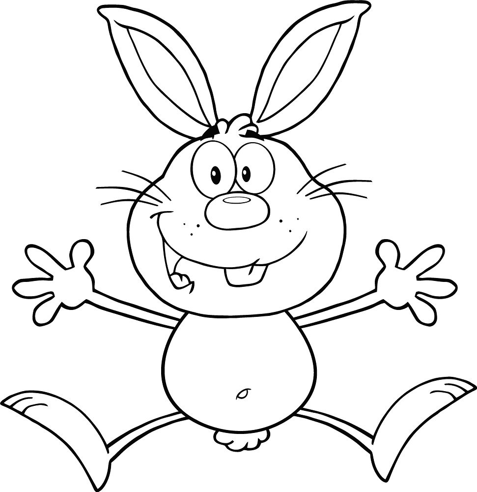 Happy Rabbit Jumping Coloring Page Md Coloring Page — Free Printable — free printable coloring page