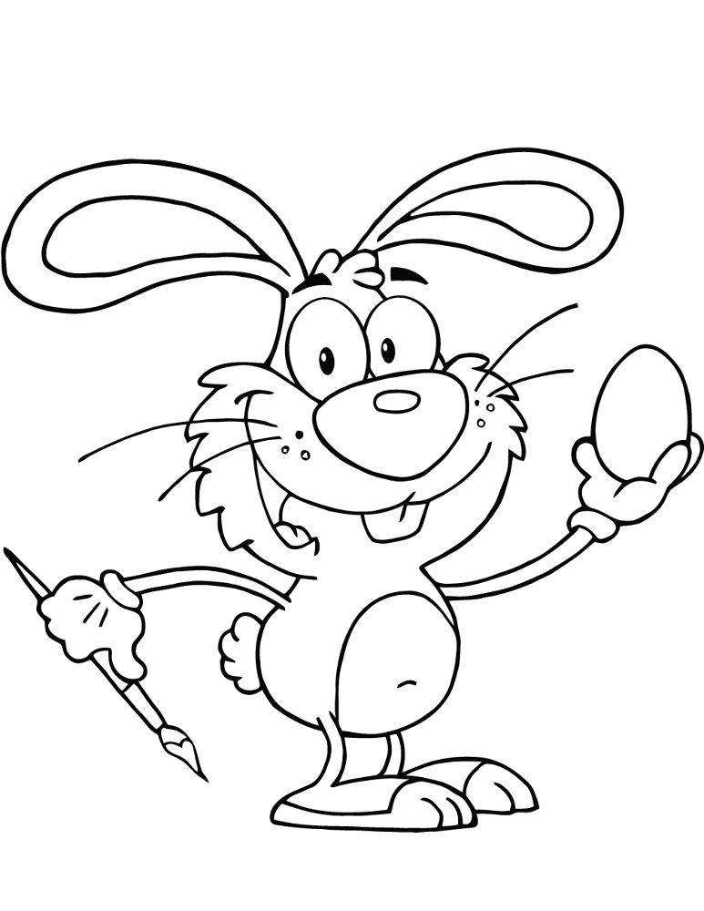 Happy Rabbit Painting Easter Egg Coloring Page Md Coloring Page — Free Printable — free printable coloring page