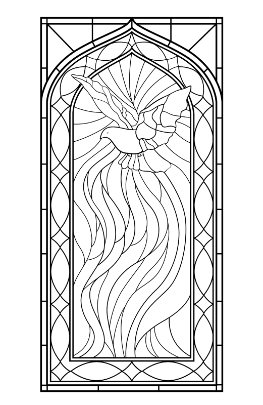 Stained Glass With Holy Spirit Coloring Page Md Coloring Page — Free Printable — free printable coloring page
