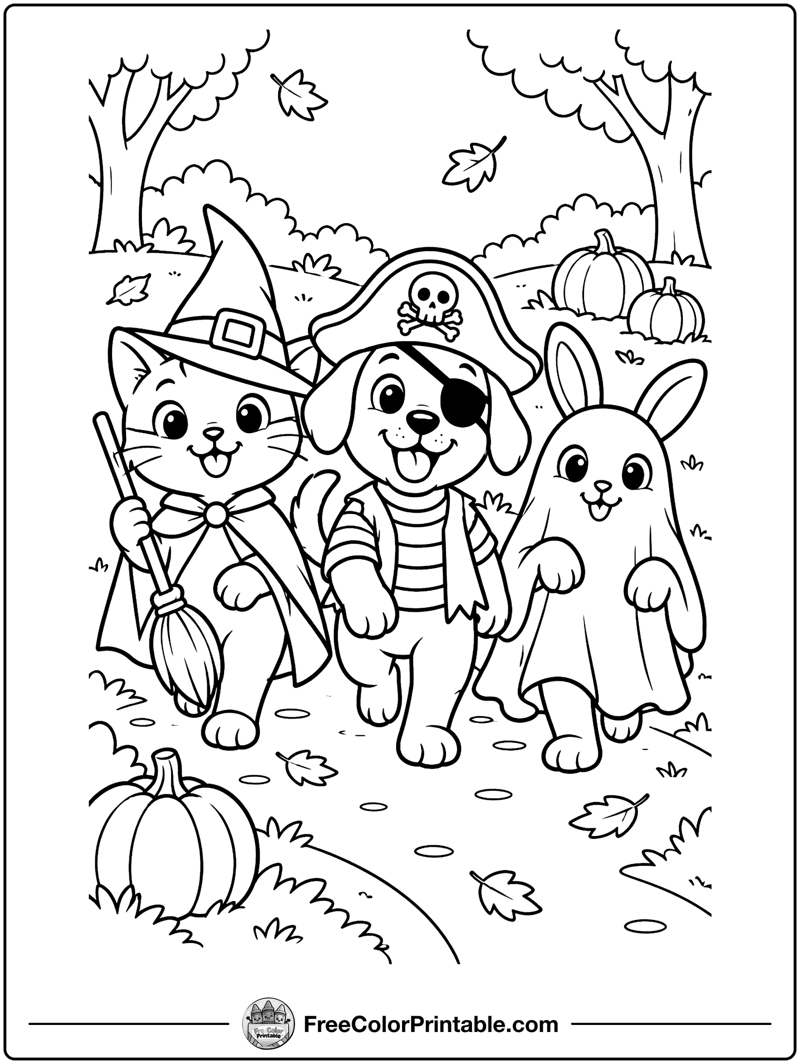 Animal Costume Parade Coloring Page — free color printable