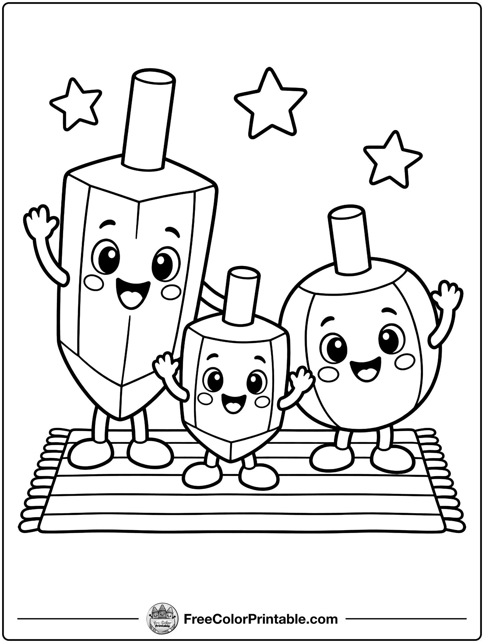Dreidel Friends Coloring Page — free color printable
