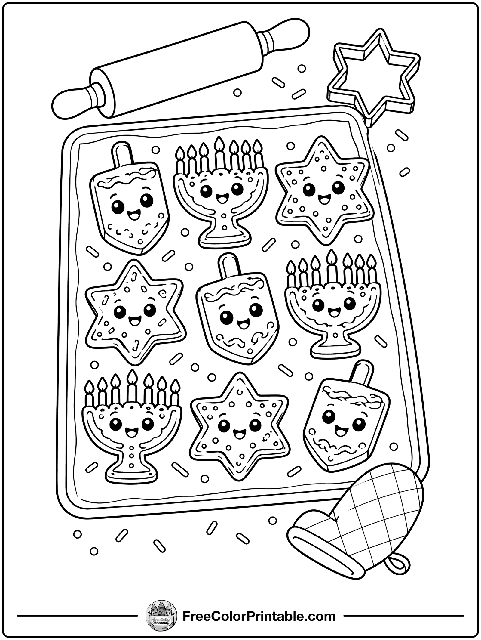 Hanukkah Cookies Coloring Page — free color printable