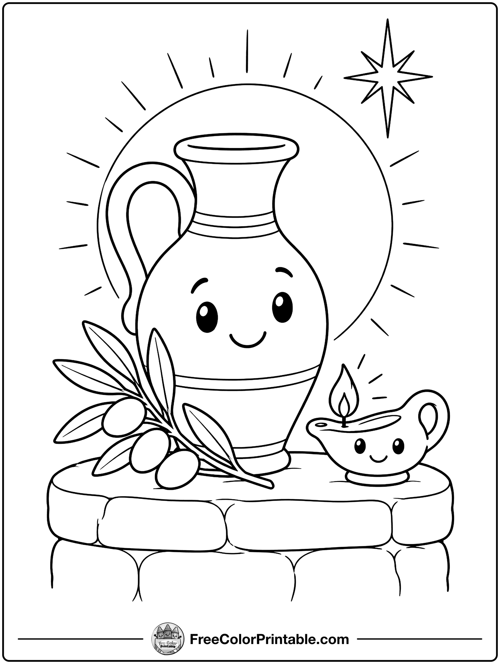 Olive Oil Jug Coloring Page — free color printable