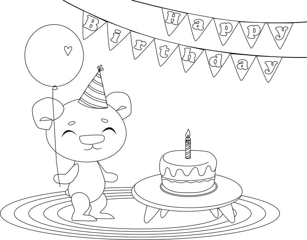Birthday Bear Coloring Page Md Coloring Page — Free Printable — free printable coloring page