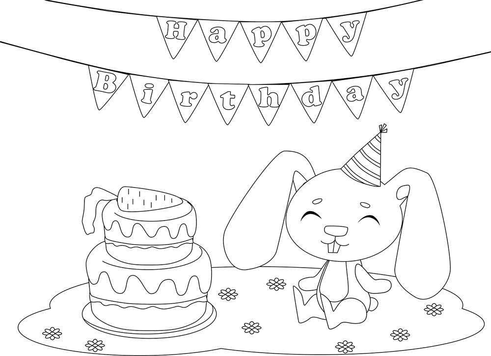 Birthday Rabbit Coloring Page Md Coloring Page — Free Printable — free printable coloring page