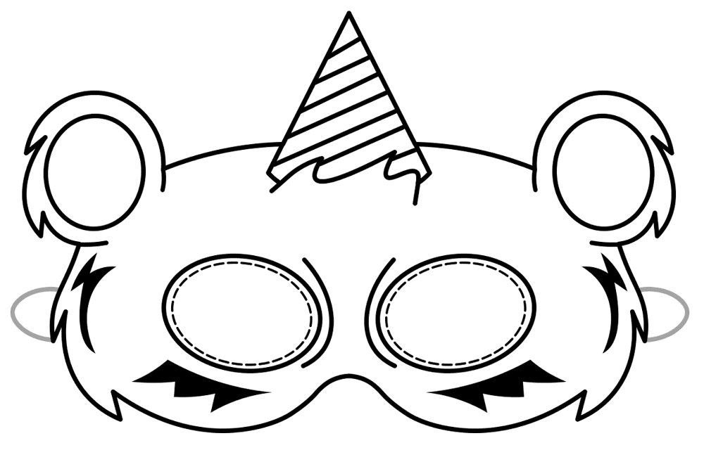 Circus Bear Paper Mask Md Coloring Page — Free Printable — free printable coloring page