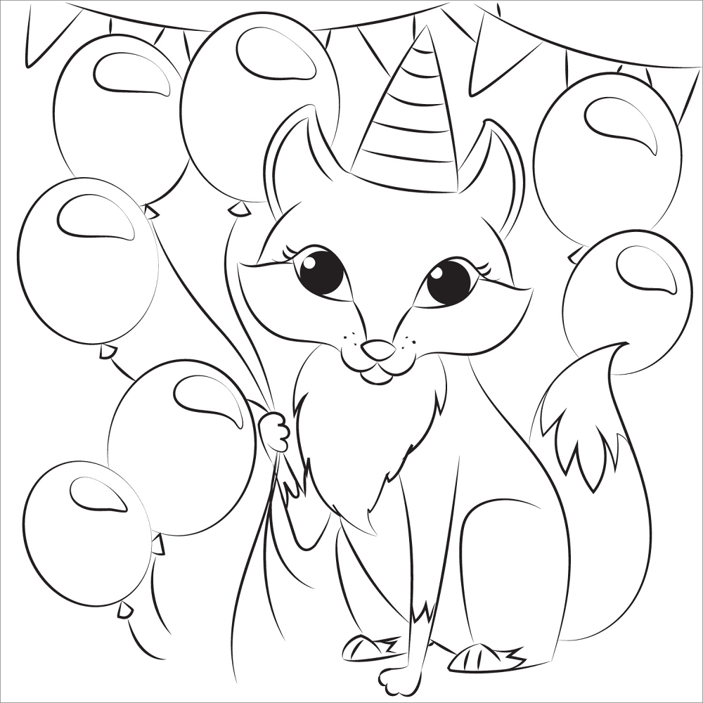 Foxs Birthday Coloring Page Md Coloring Page — Free Printable — free printable coloring page