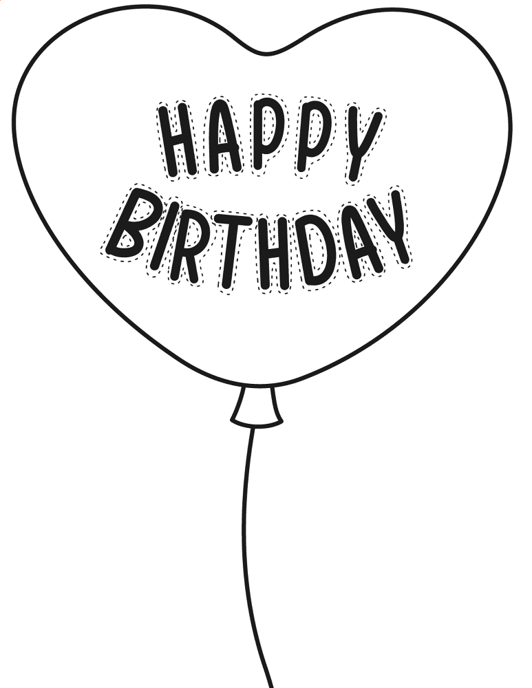 Happy Birthday Balloon Coloring Page Md Coloring Page — Free Printable — free printable coloring page