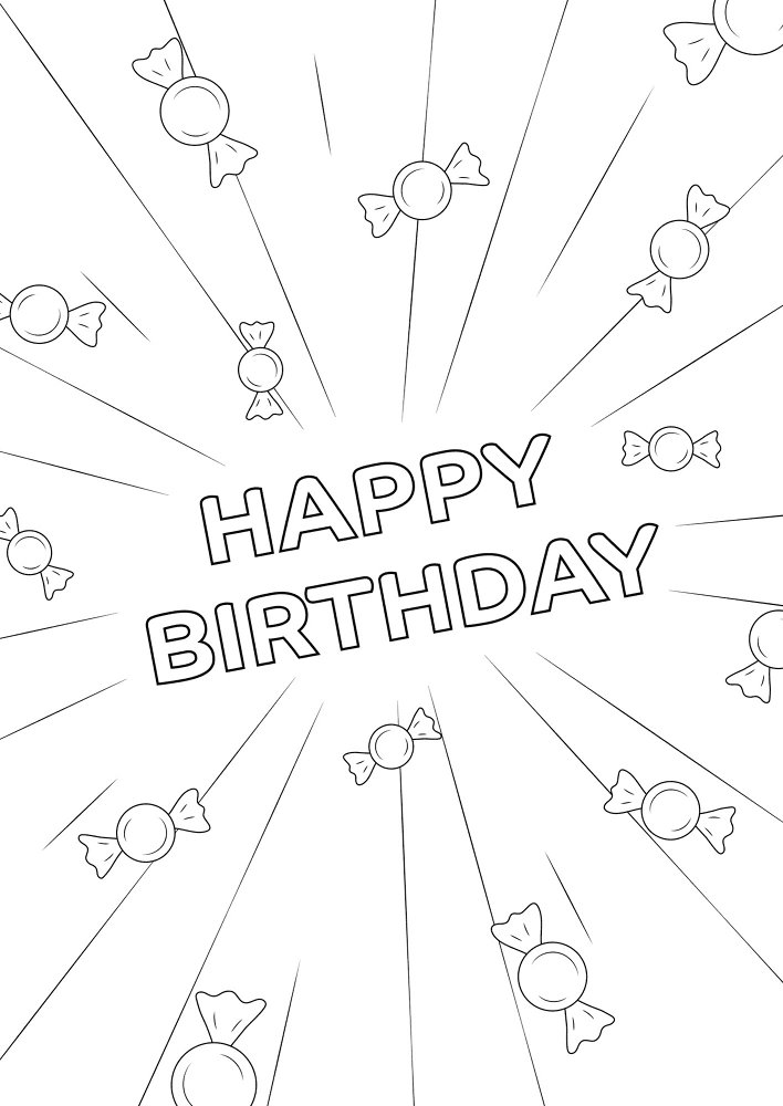 Happy Birthday Card Coloring Page Md Coloring Page — Free Printable — free printable coloring page