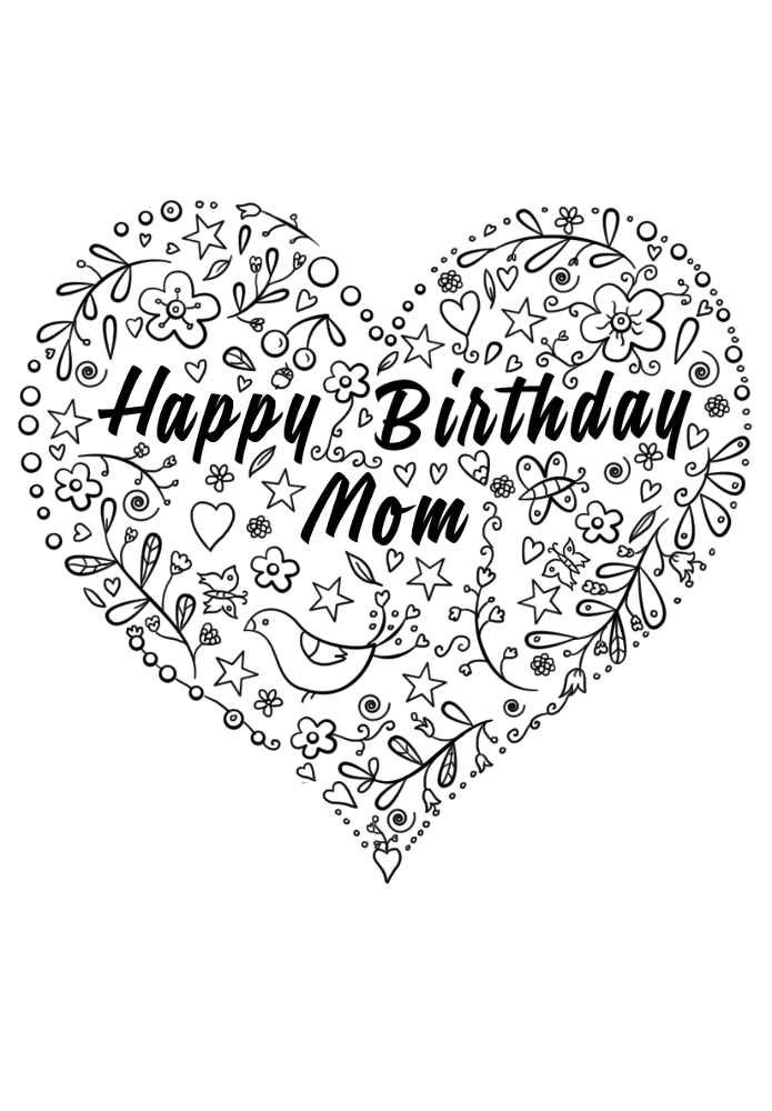 Happy Birthday Mom Coloring Page Md Coloring Page — Free Printable — free printable coloring page