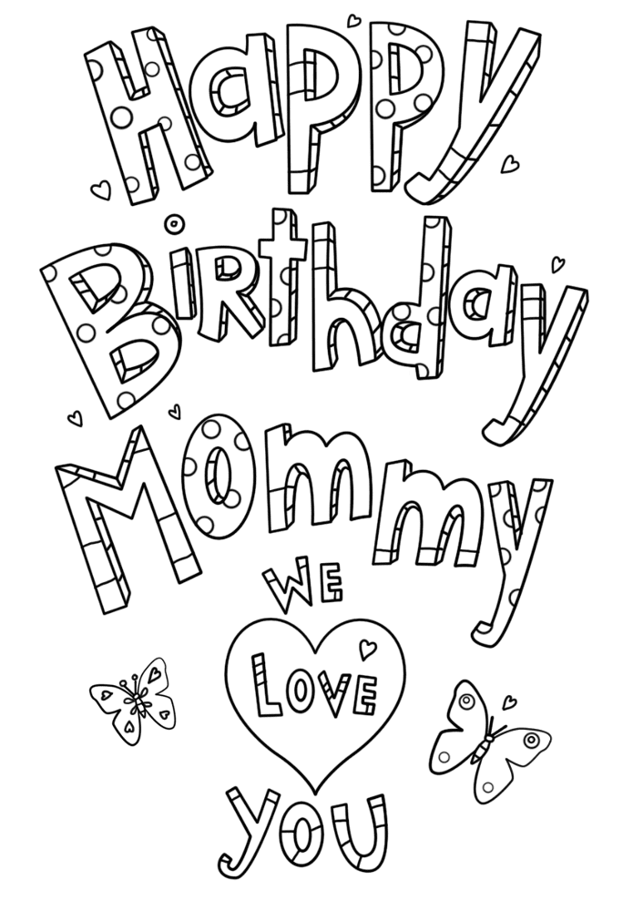 Happy Birthday Mommy Doodle Coloring Page Md Coloring Page — Free Printable — free printable coloring page