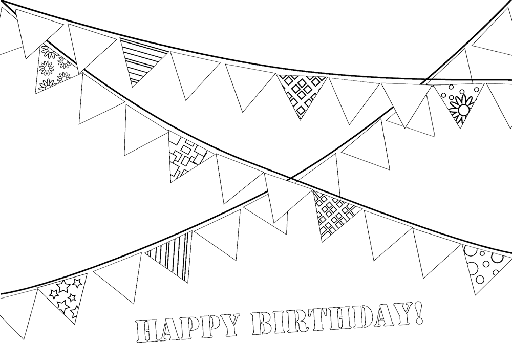 Happy Birthday Party Garland Coloring Page Md Coloring Page — Free Printable — free printable coloring page