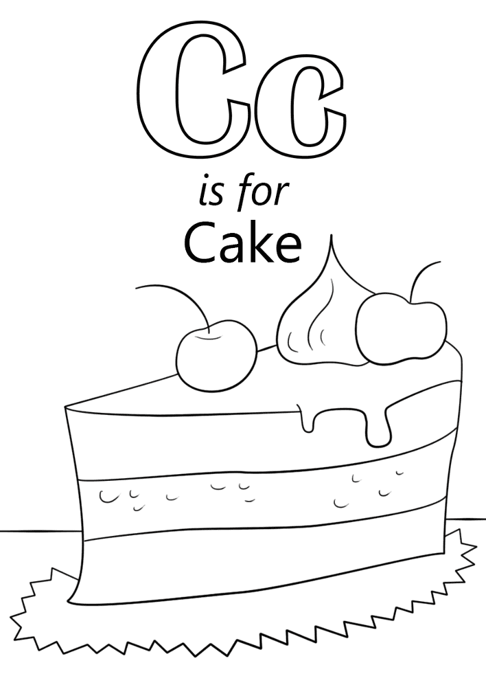 Letter C Is For Cake Coloring Page Md Coloring Page — Free Printable — free printable coloring page