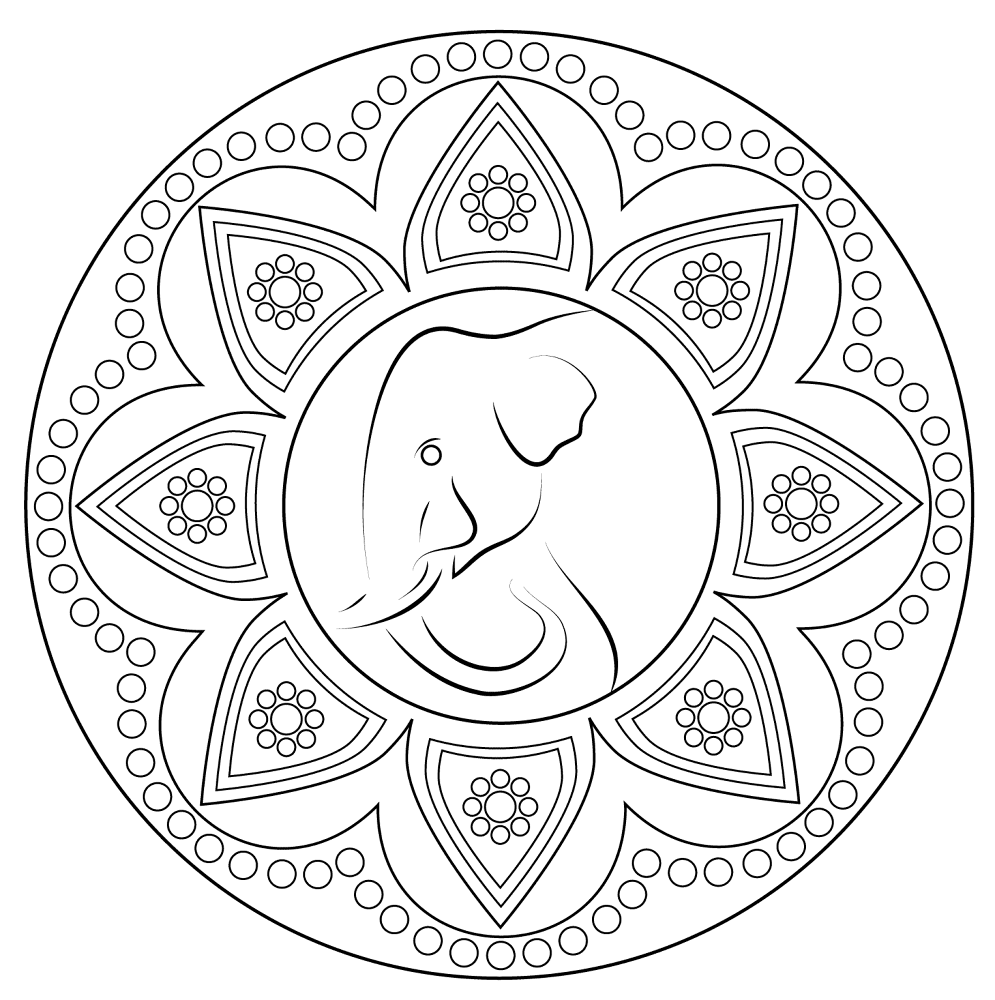 Indian Rangoli With Elephant Coloring Pages Md Coloring Page — Free Printable — free printable coloring page