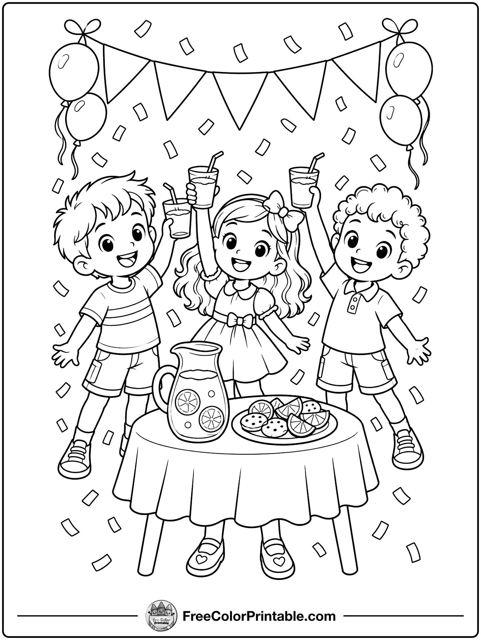 Cheers with Juice Coloring Page — free color printable