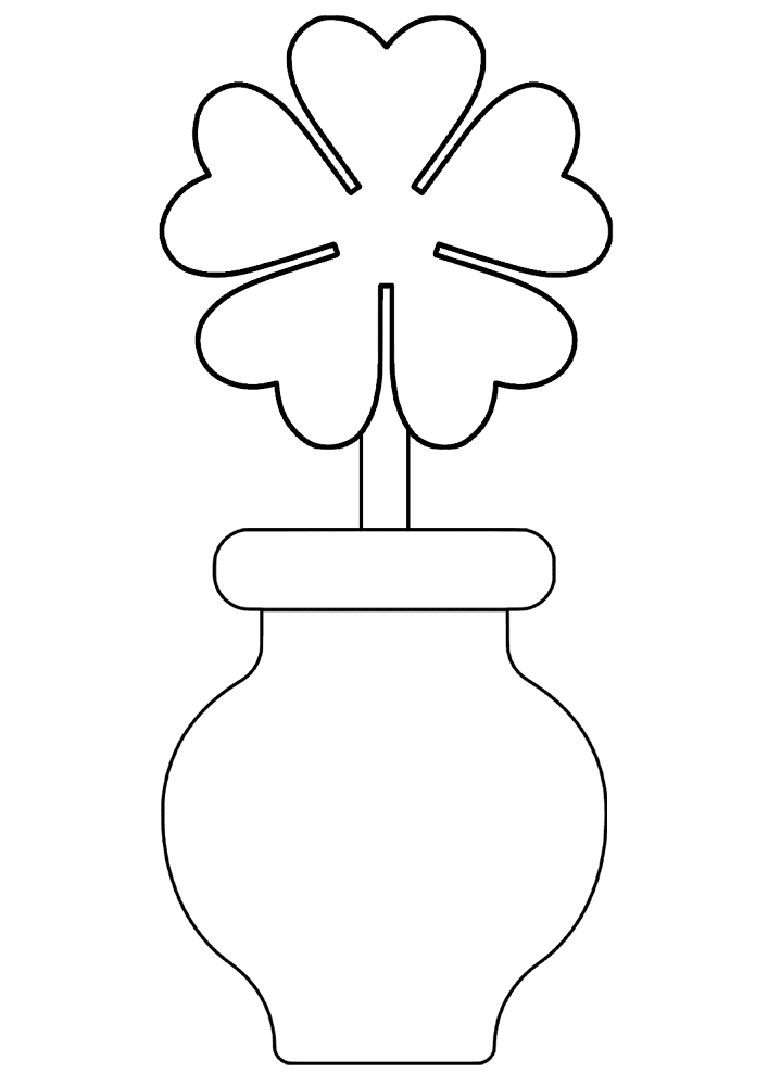 Flower Pot With Shamrock 1 Md Coloring Page — Free Printable — free printable coloring page