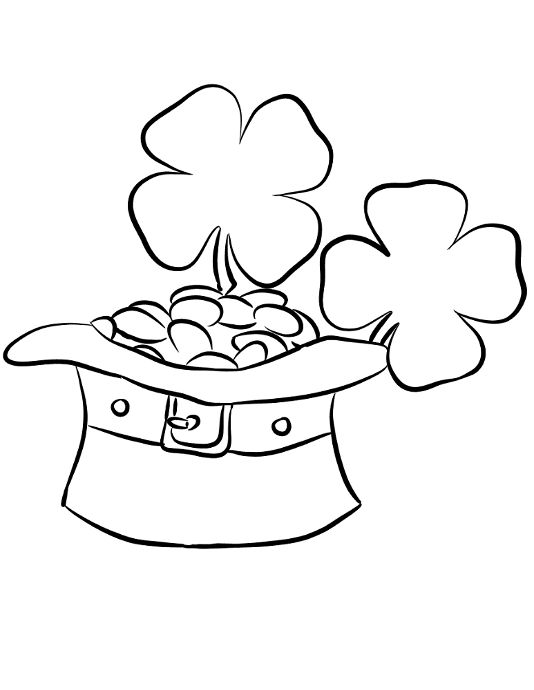 Leprechaun Hat And Gold Coins Coloring Page Md Coloring Page — Free Printable — free printable coloring page