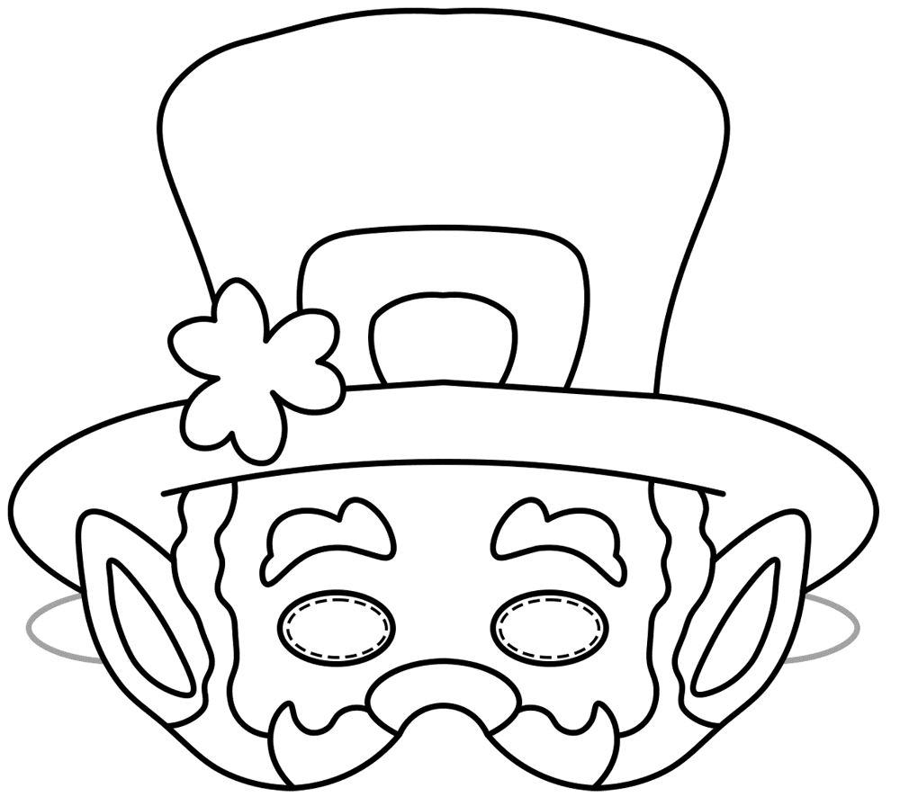 Leprechaun Paper Mask 1 Md Coloring Page — Free Printable — free printable coloring page