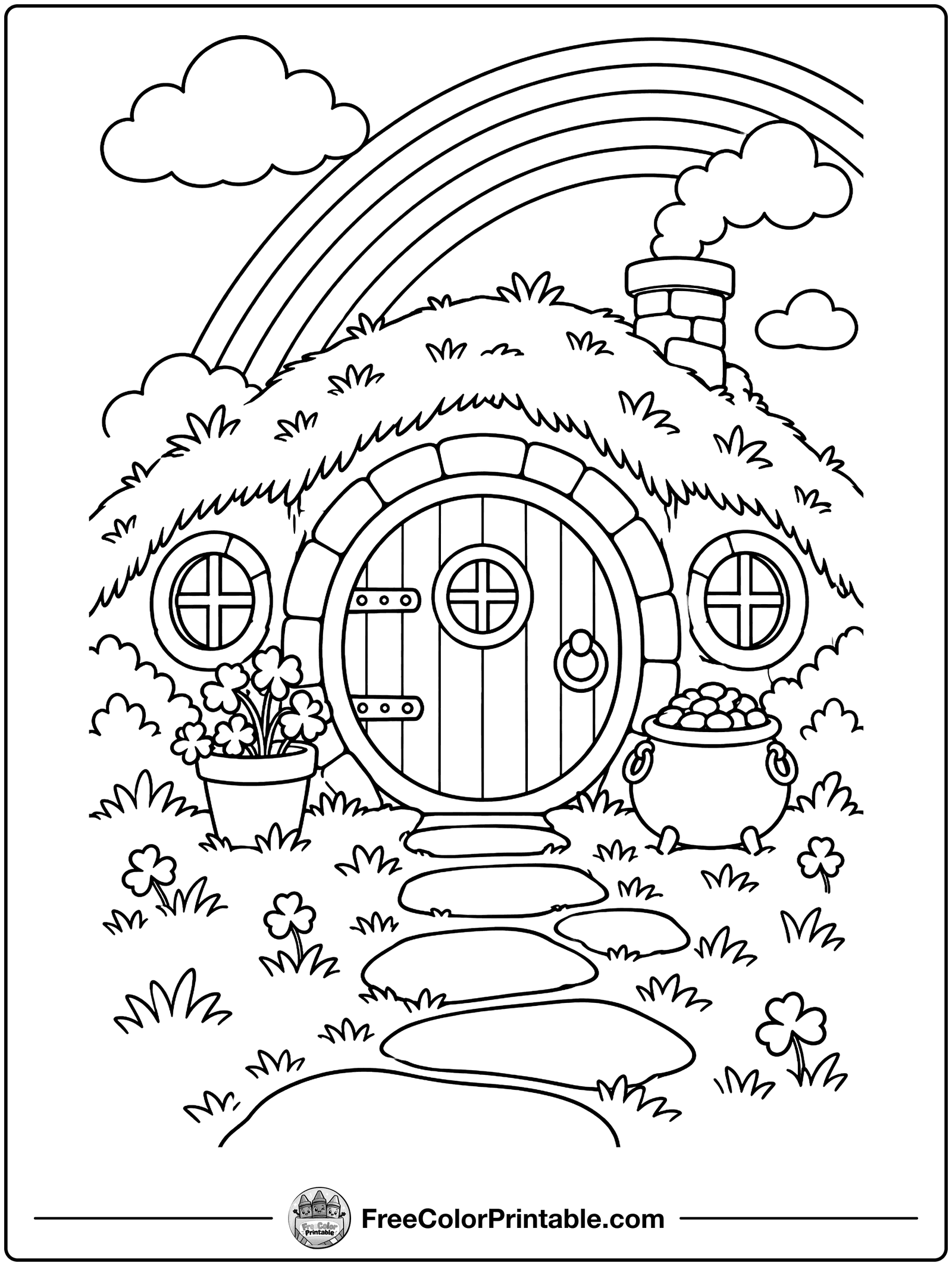 Leprechaun Hill House Coloring Page — free color printable