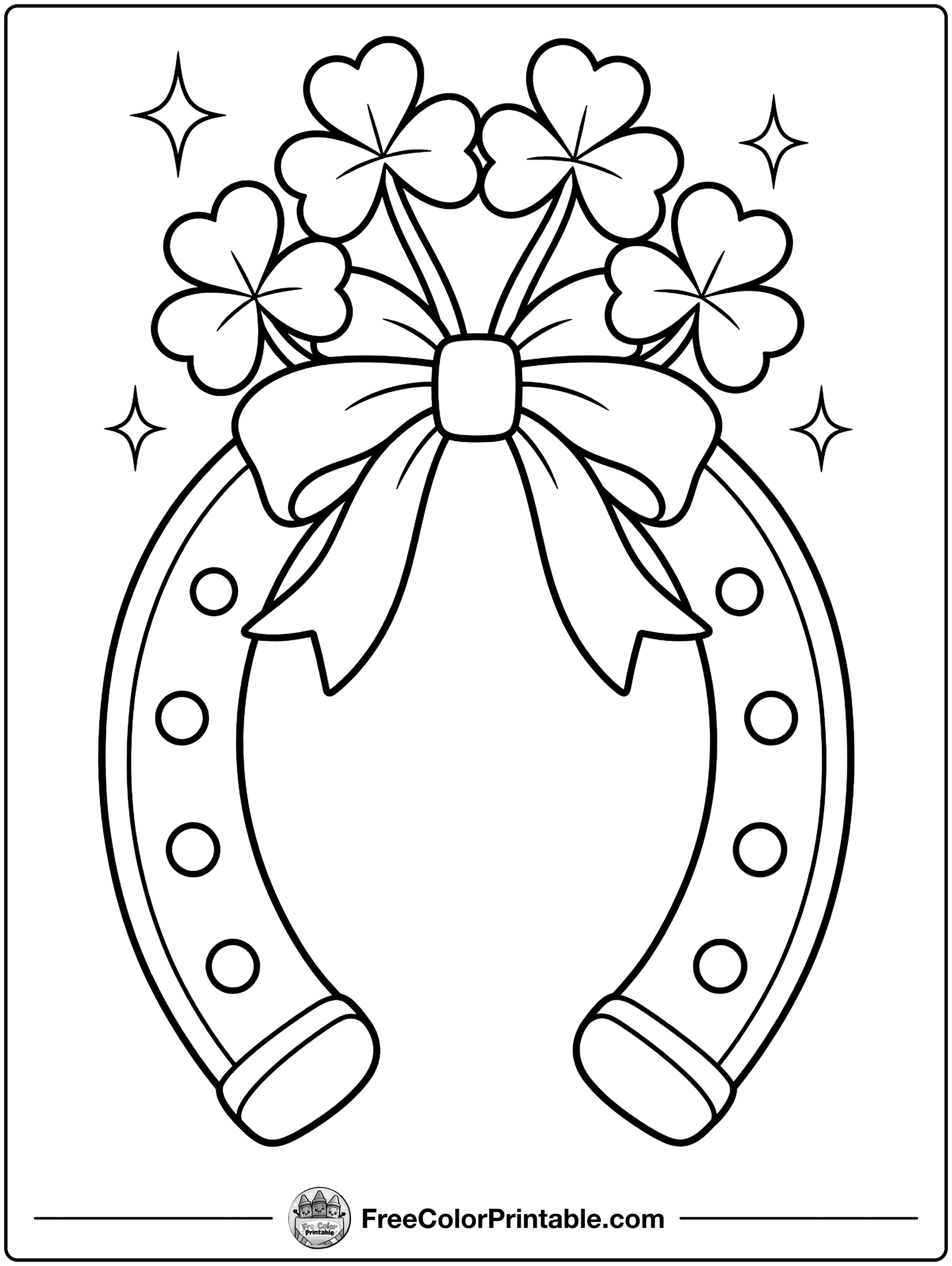 Lucky Horseshoe Coloring Page — free color printable