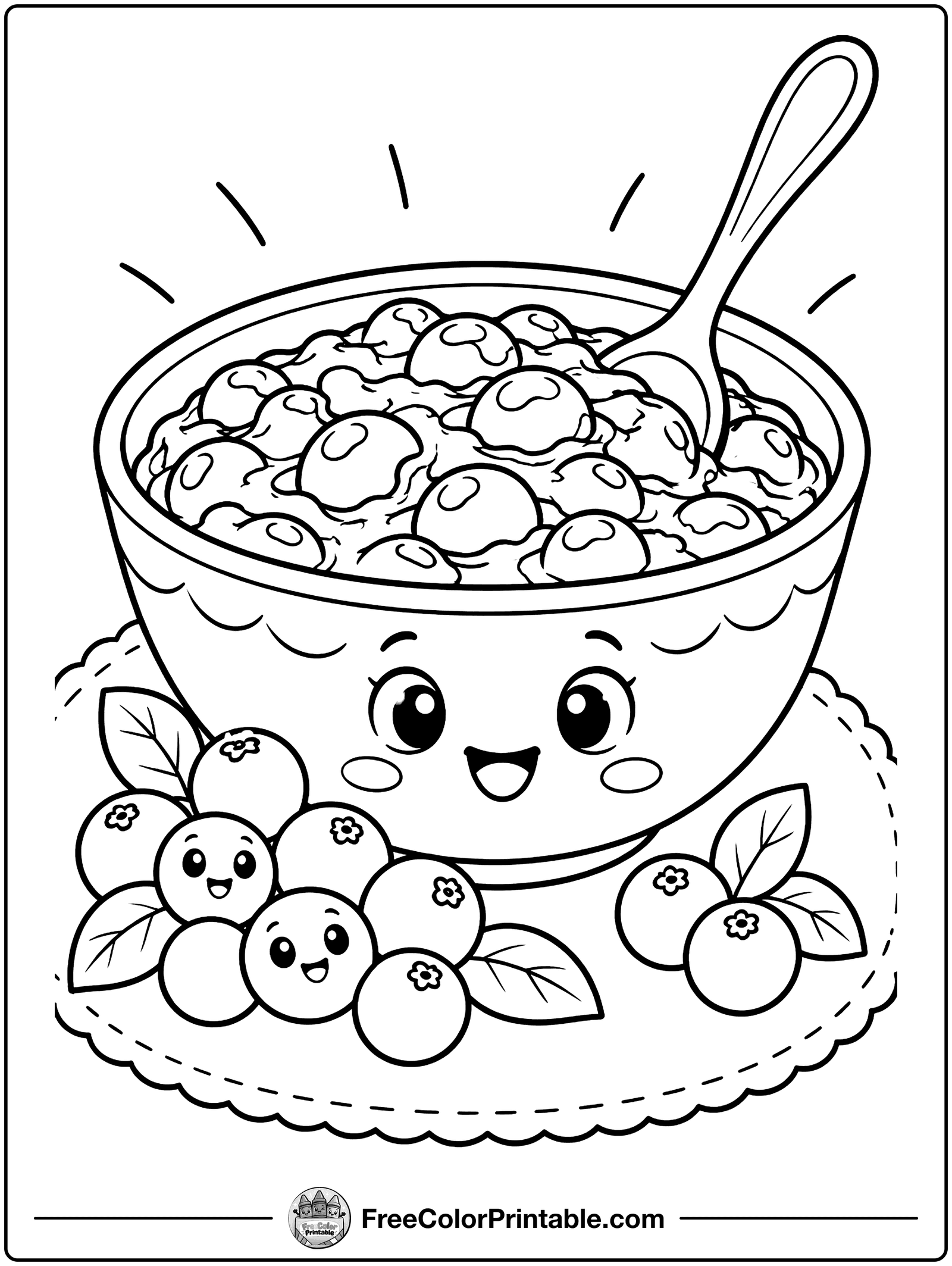 Bowl of Cranberry Sauce Coloring Page — free color printable