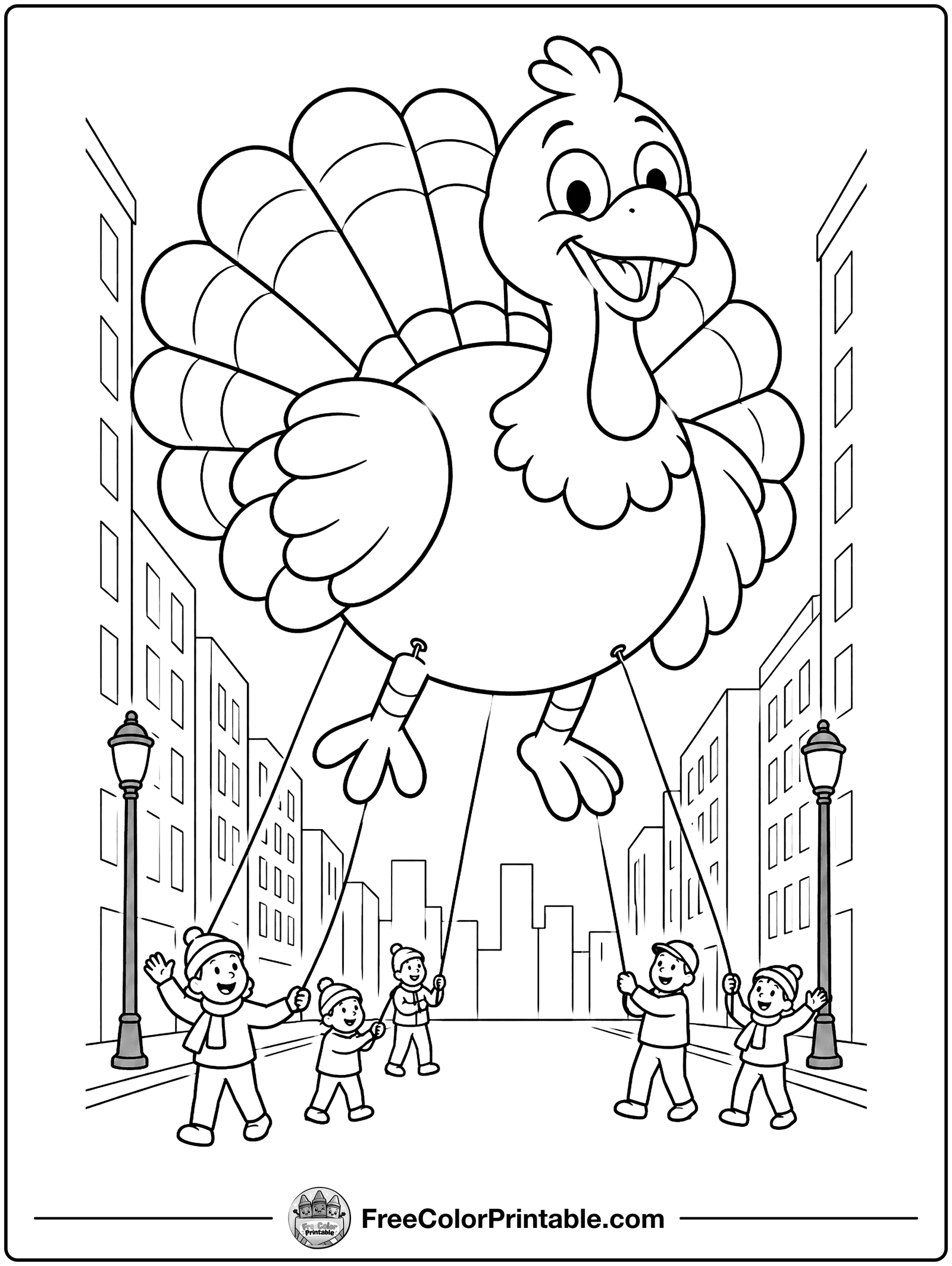 Parade Turkey Balloon Coloring Page — free color printable
