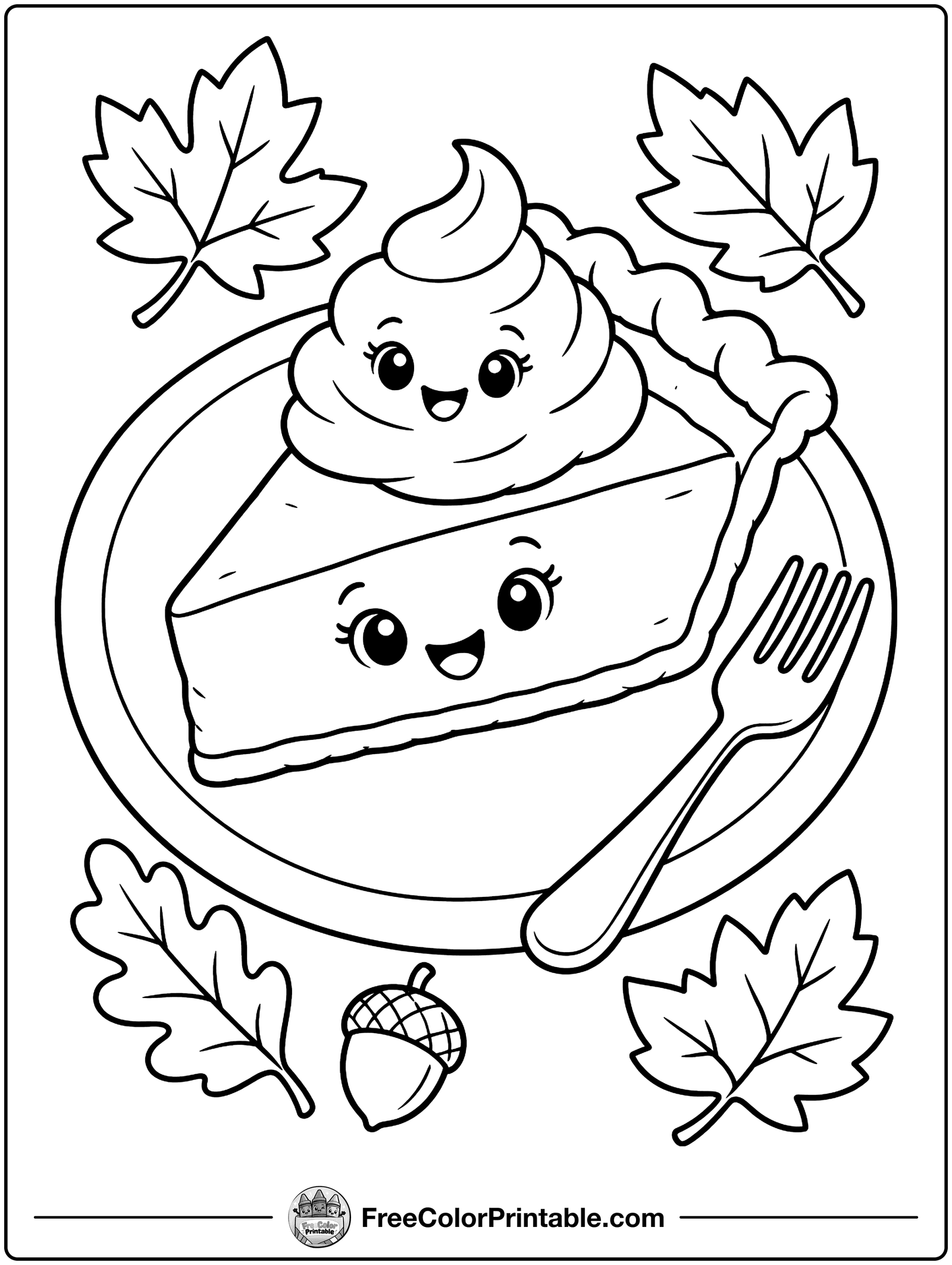 Pumpkin Pie Slice Coloring Page — free color printable