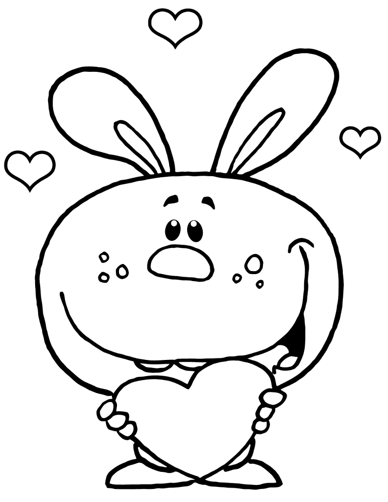 Cartoon Rabbit With Heart Coloring Page Md Coloring Page — Free Printable — free printable coloring page