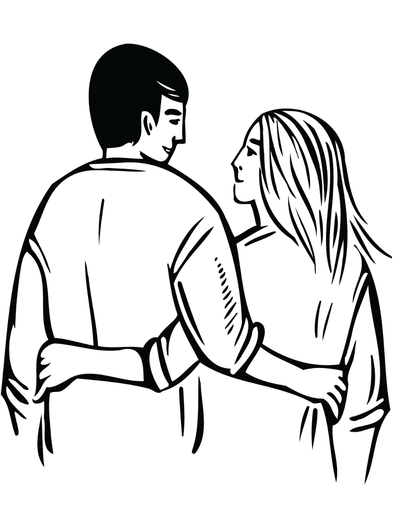 Couple With Arms Around Each Other Coloring Page Md Coloring Page — Free Printable — free printable coloring page