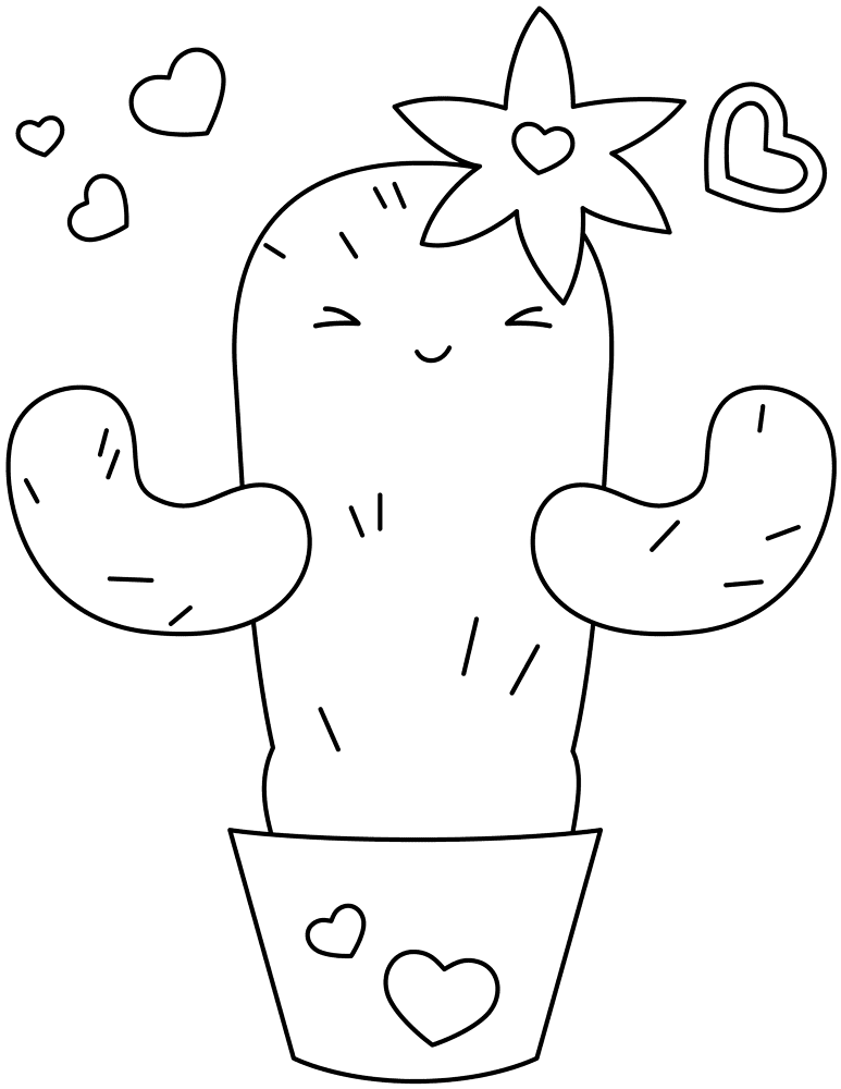 Kawaii Cactus Coloring Page Md Coloring Page — Free Printable — free printable coloring page