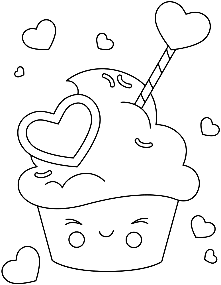 Kawaii Cupcake Coloring Page Md Coloring Page — Free Printable — free printable coloring page