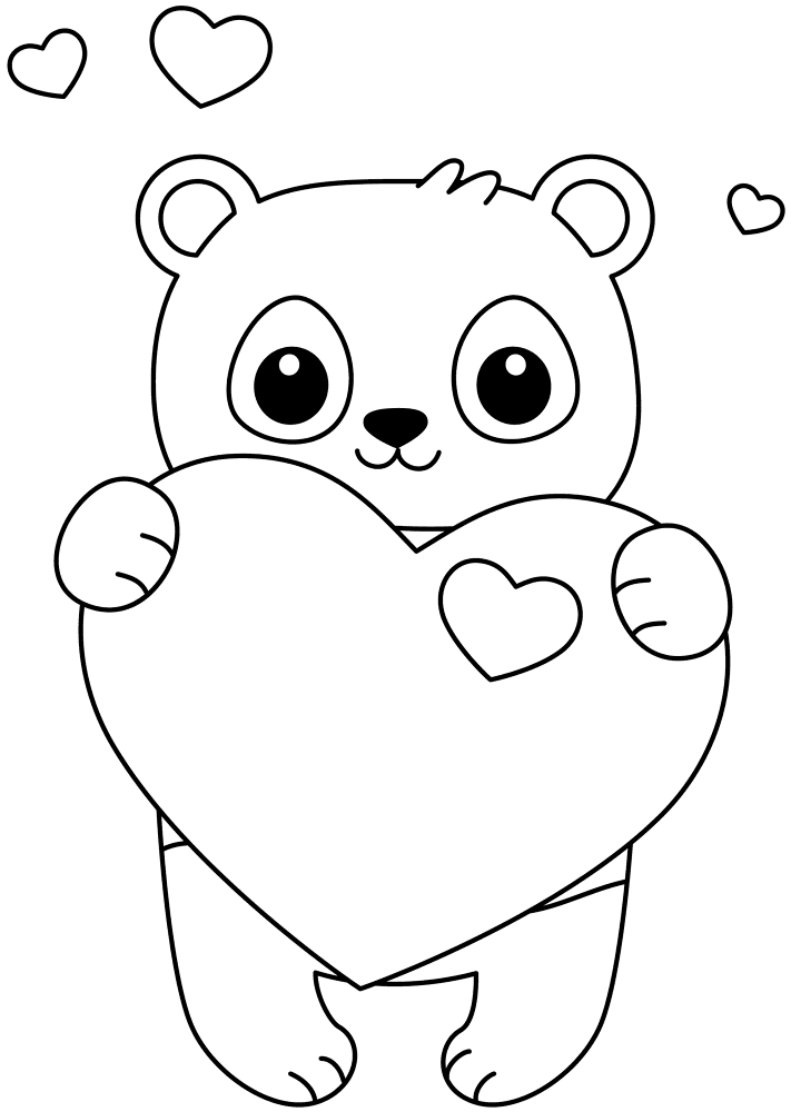 Kawaii Panda With Heart Coloring Page Md Coloring Page — Free Printable — free printable coloring page