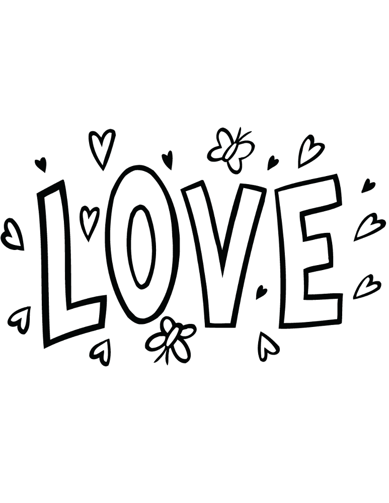 Love Word Art Coloring Page Md Coloring Page — Free Printable — free printable coloring page