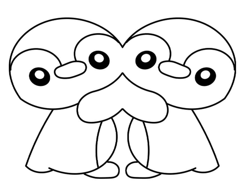 Valentine Penguins With Heart Md Coloring Page — Free Printable — free printable coloring page