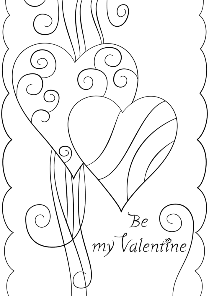 Valentines Card Be My Valentine 2 Coloring Page Md Coloring Page — Free Printable — free printable coloring page