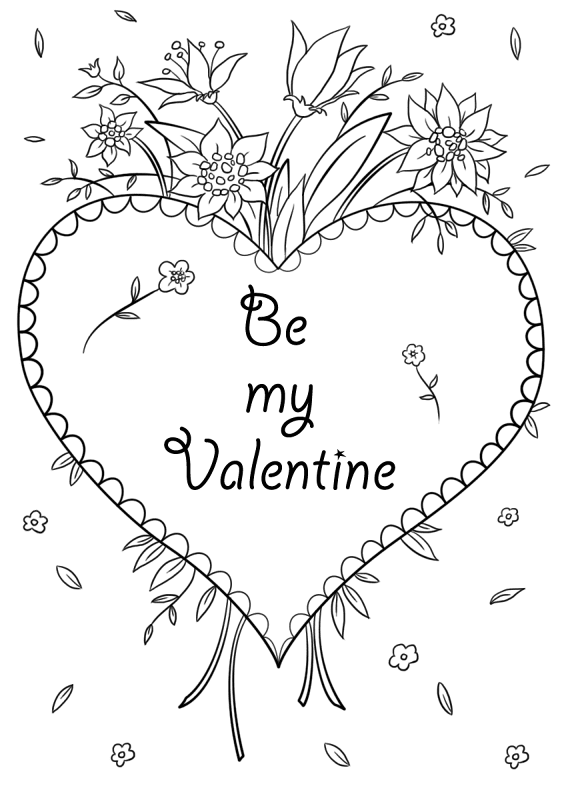 Valentines Card Be My Valentine 3 Coloring Page Md Coloring Page — Free Printable — free printable coloring page