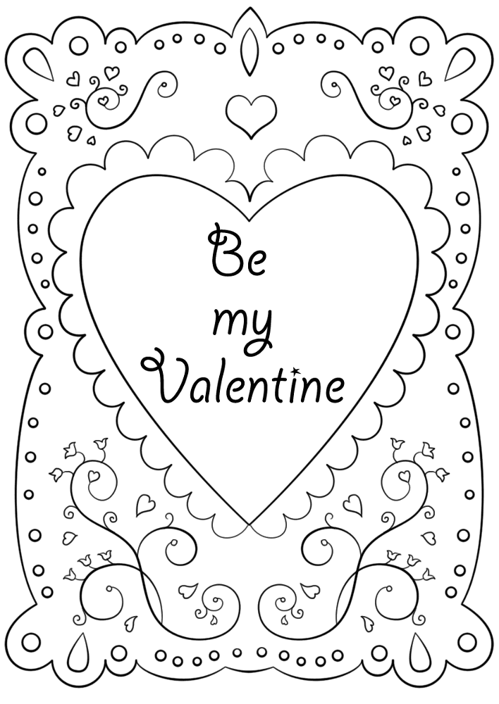 Valentines Card Be My Valentine Coloring Page Md Coloring Page — Free Printable — free printable coloring page