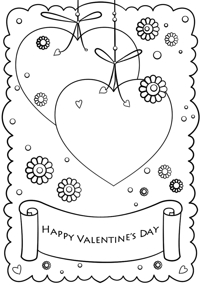 Valentines Card Happy Valentines Day 3 Coloring Page Md Coloring Page — Free Printable — free printable coloring page