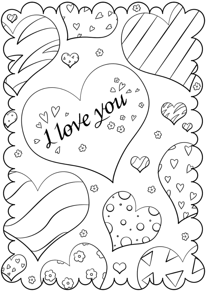 Valentines Card I Love You 3 Coloring Page Md Coloring Page — Free Printable — free printable coloring page